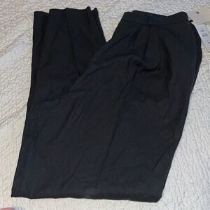 Alain Gerard Black 100% Wool Pleated High Waist Tapered Trousers Womens 16 NWT
